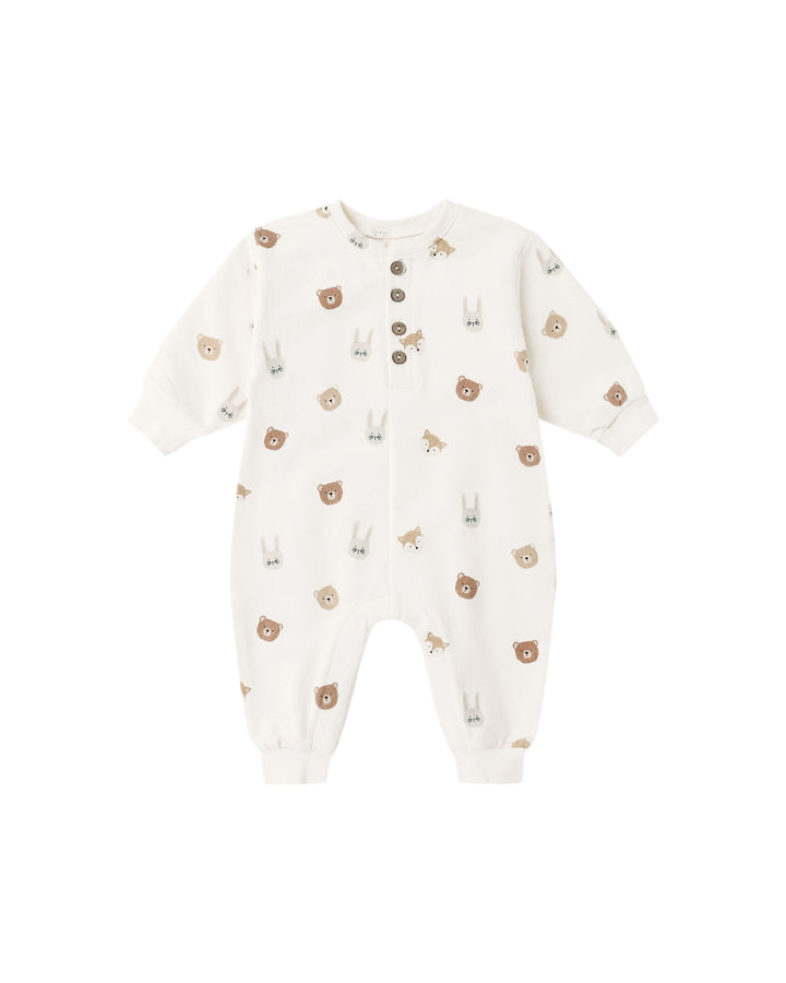 Quincy Mae Relaxed Fleece Jumpsuit- Critters