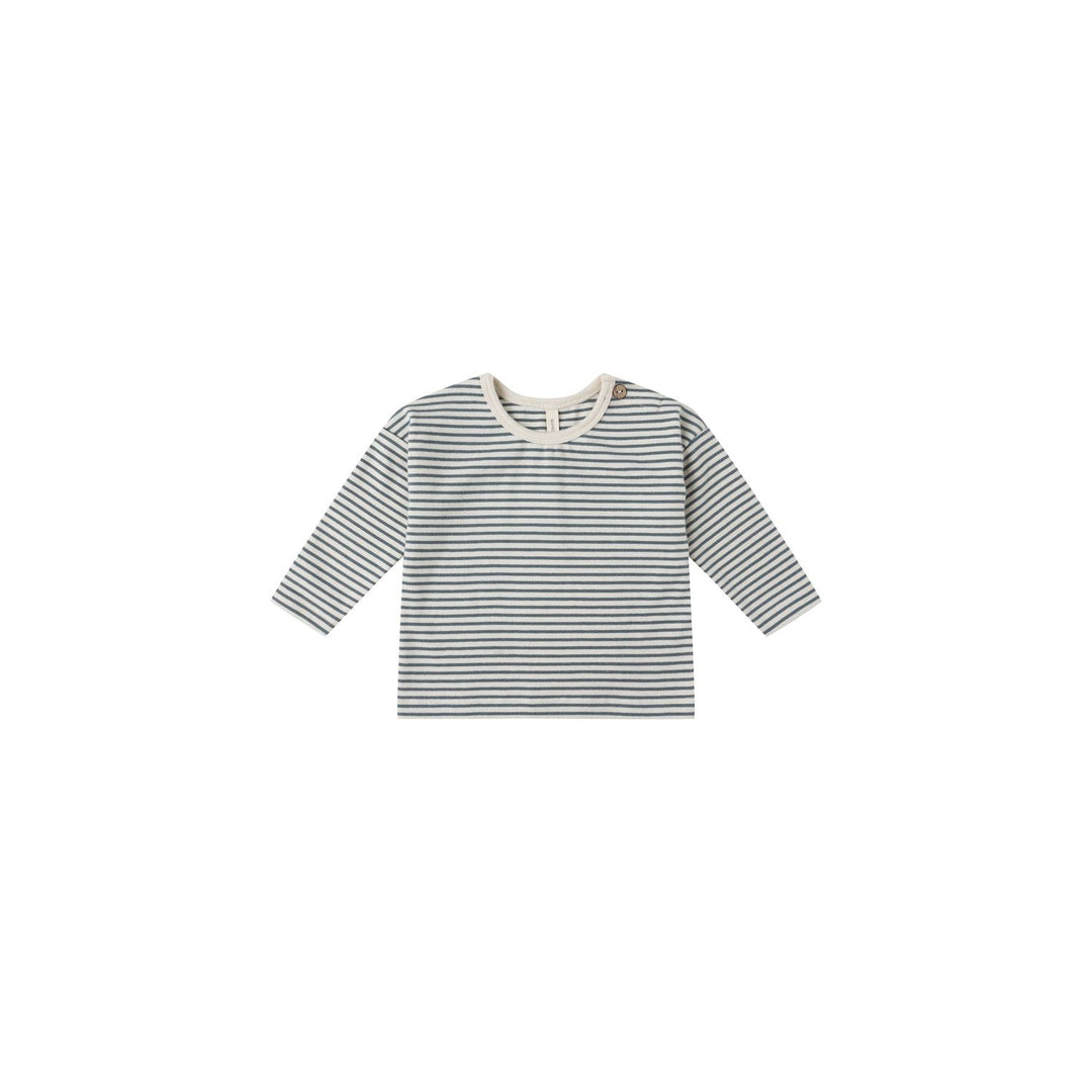 Quincy Mae Long Sleeve Tee - Ocean Micro Stripe Tops & Bottoms Quincy Mae
