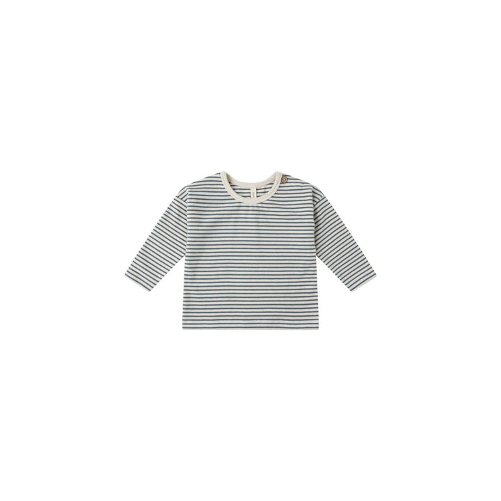 Quincy Mae Long Sleeve Tee - Ocean Micro Stripe Tops & Bottoms Quincy Mae