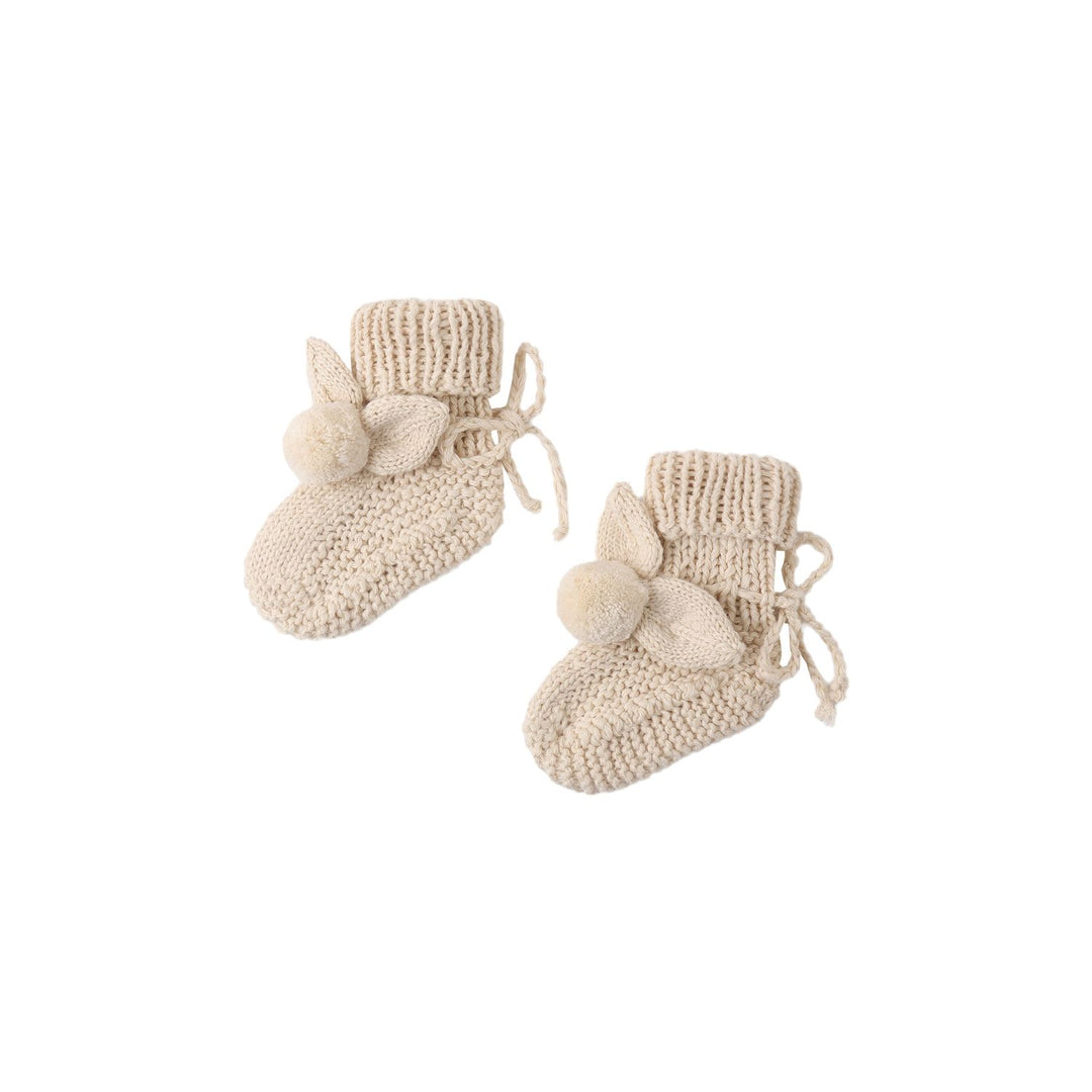 Quincy Mae Bunny Knit Booties Ecru Hats & Booties Quincy Mae