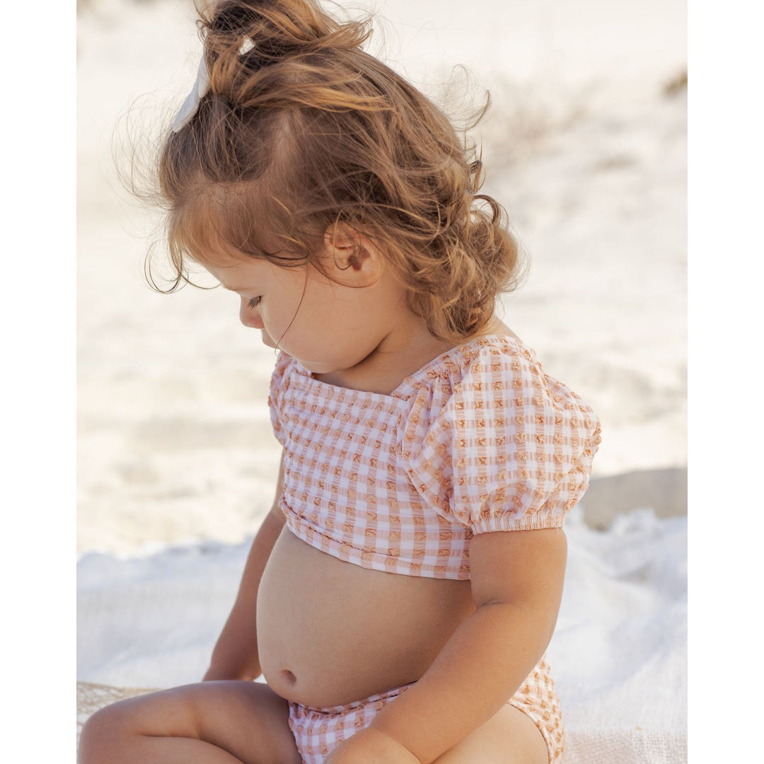 Quincy Mae Zippy Two-Piece - Melon Check Swimwear Quincy Mae
