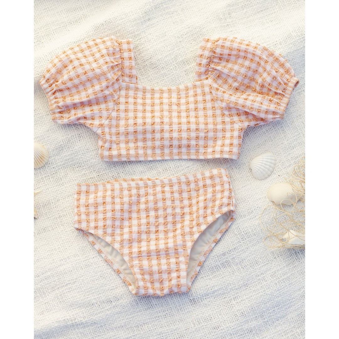 Quincy Mae Zippy Two-Piece - Melon Check Swimwear Quincy Mae