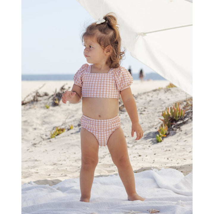 Quincy Mae Zippy Two-Piece - Melon Check Swimwear Quincy Mae