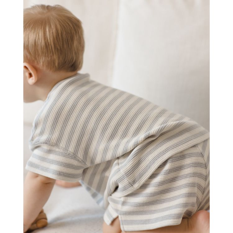 Quincy Mae Waffle Tea + Short Set- Sky Stripe Tops &amp; Bottoms Quincy Mae