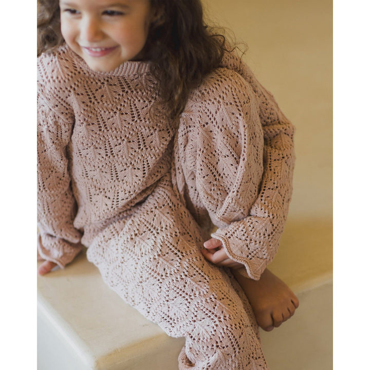 Rylee + Cru Crochet Knit Pant - Rose Tops & Bottoms Rylee + Cru