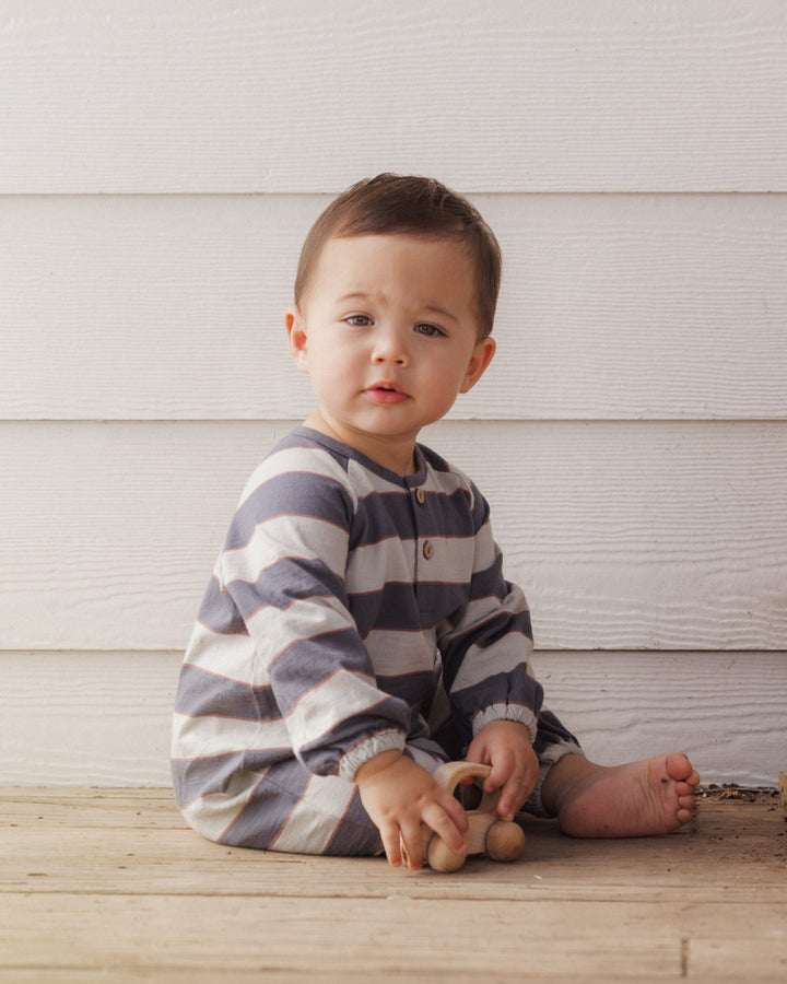 Rylee + Cru Henley Jumpsuit Sage Stripe