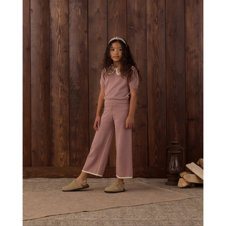 Rylee + Cru Pointelle Collard Top Rosewood Sweater Rylee + Cru