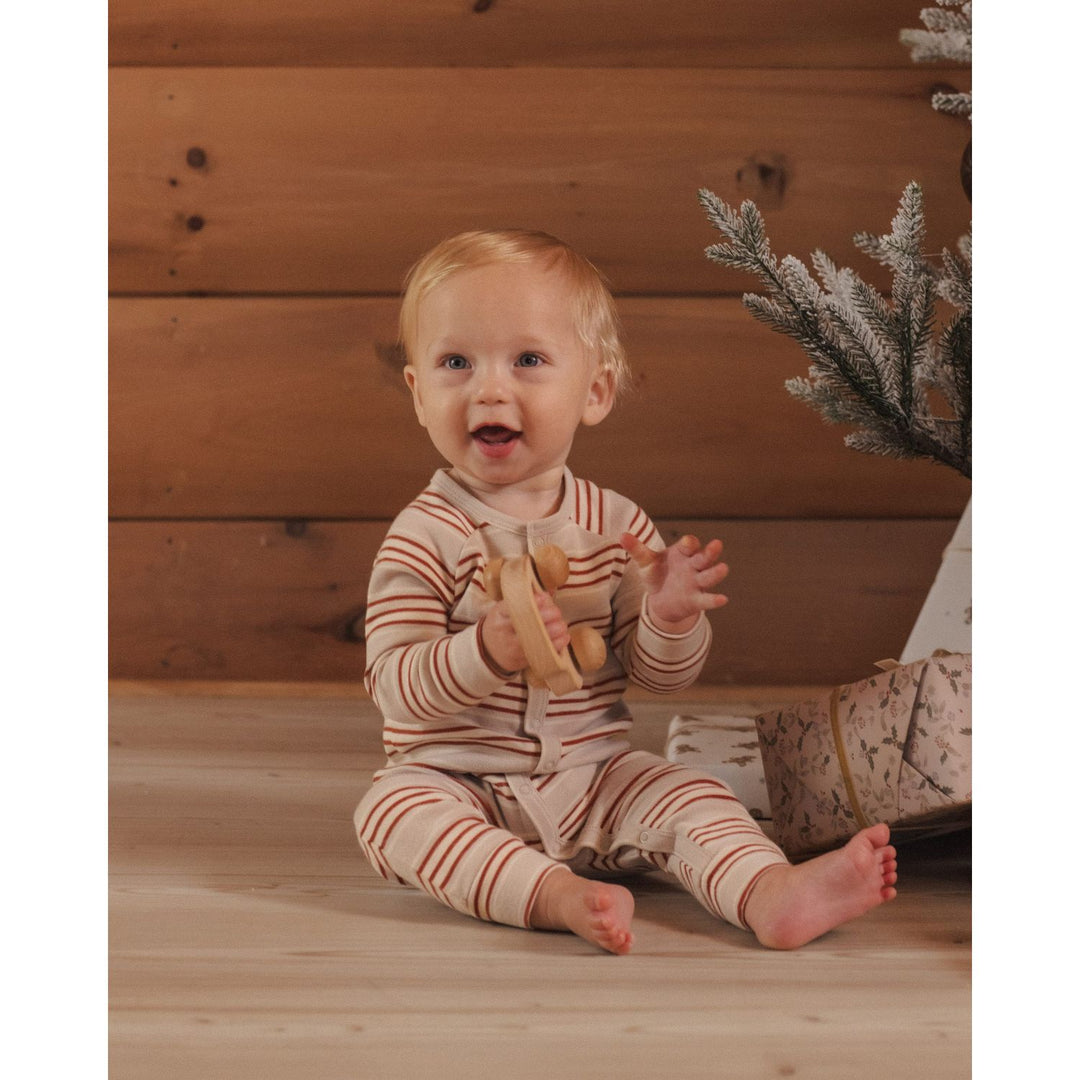 Rylee + Cru Organic Long John Pajamas Holiday Stripe Pajamas &amp; Footies Rylee + Cru