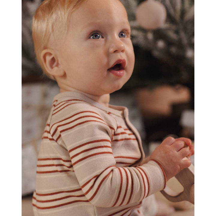 Rylee + Cru Organic Long John Pajamas Holiday Stripe Pajamas &amp; Footies Rylee + Cru