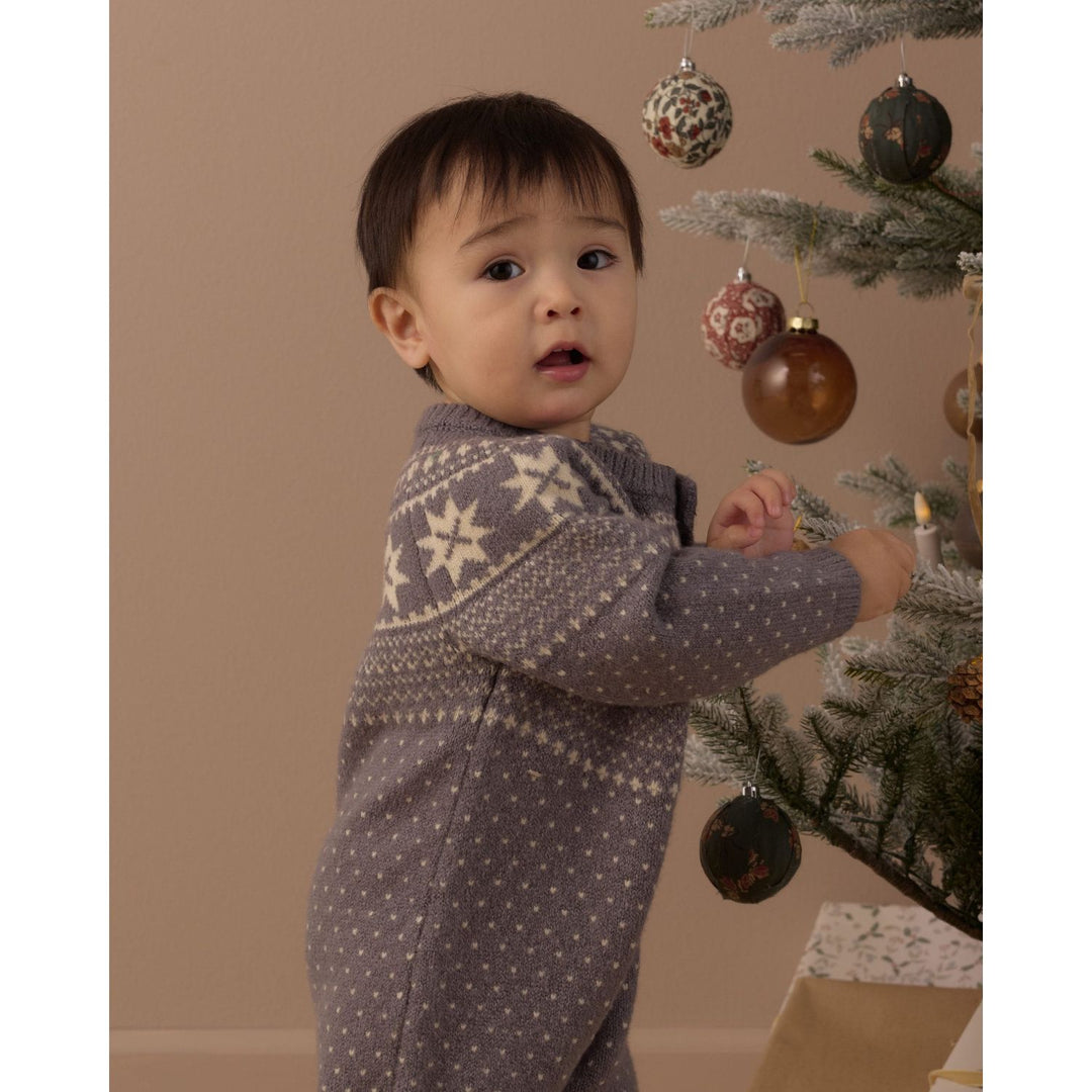 Rylee + Cru Fair Isle Romper- Slate