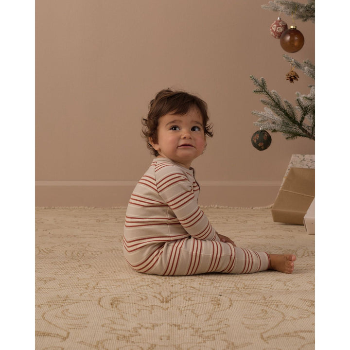 Rylee + Cru Organic Long John Pajamas Holiday Stripe Pajamas &amp; Footies Rylee + Cru