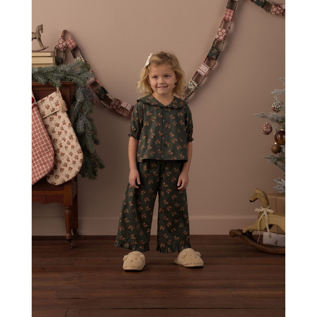 Rylee + Cru Ruffle Pajamas- Evergreen Bouquet