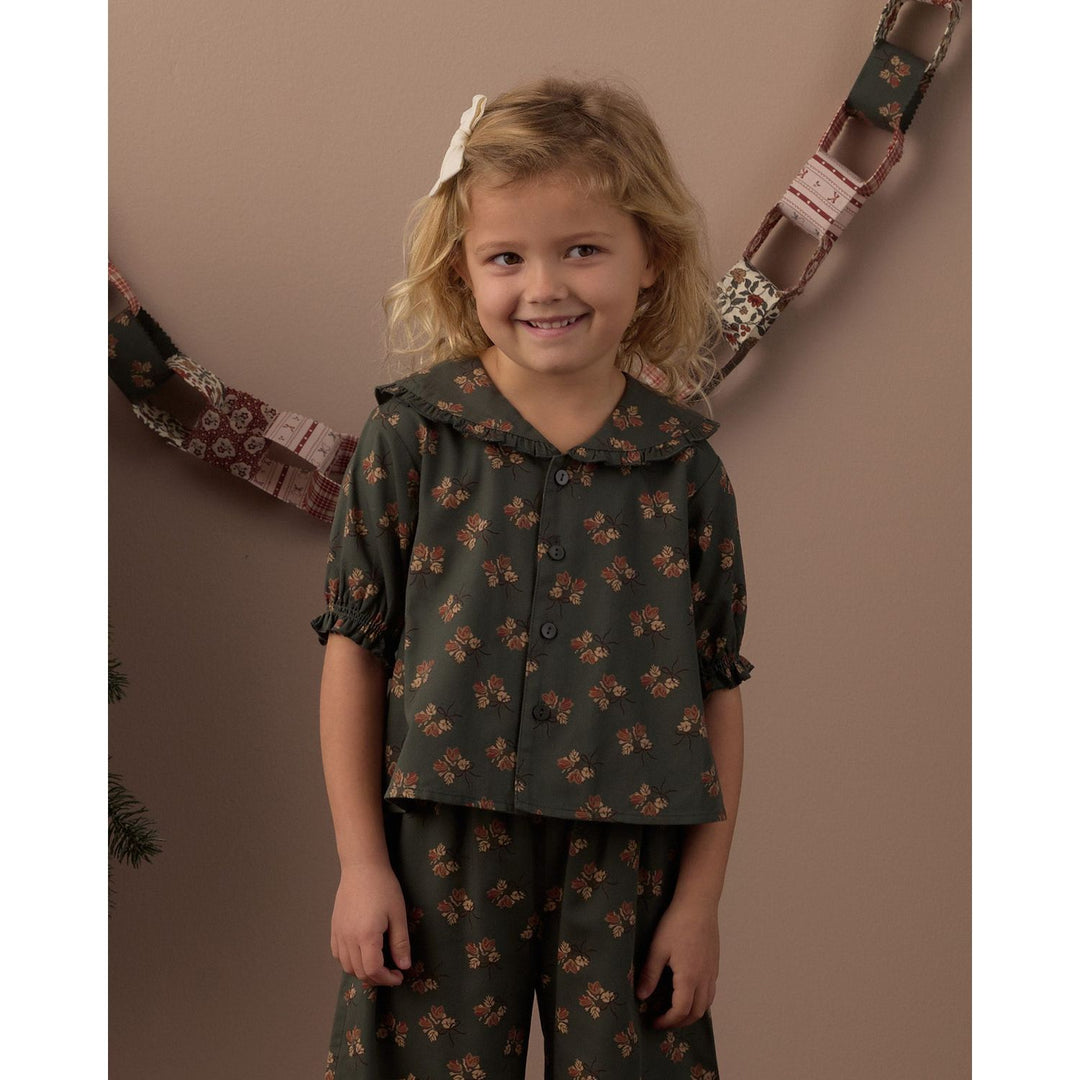 Rylee + Cru Ruffle Pajamas- Evergreen Bouquet
