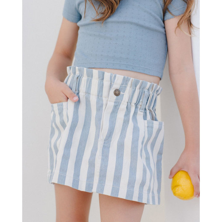 Rylee + Cru Denim Mini Skirt - Ocean Stripe Skirt Rylee + Cru