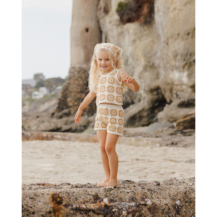 Rylee + Cru Crochet Tank Set - Marigold Daisy Tops & Bottoms Rylee + Cru