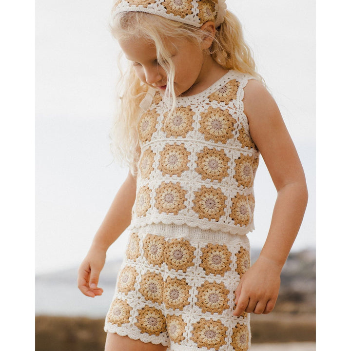 Rylee + Cru Crochet Tank Set - Marigold Daisy Tops & Bottoms Rylee + Cru