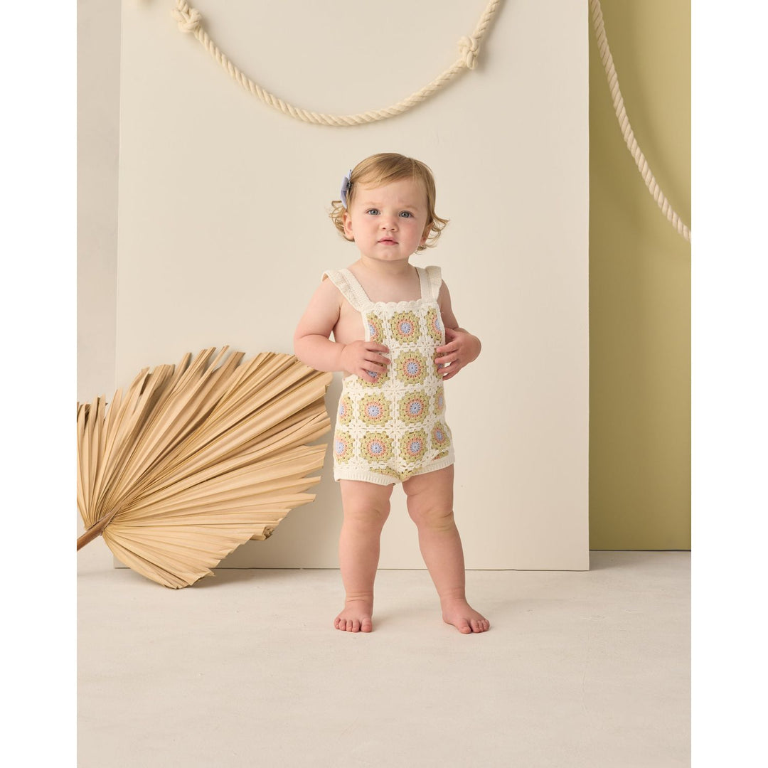 Rylee + Cru Crochet Romper - Citron Daisy Check Romper Rylee + Cru