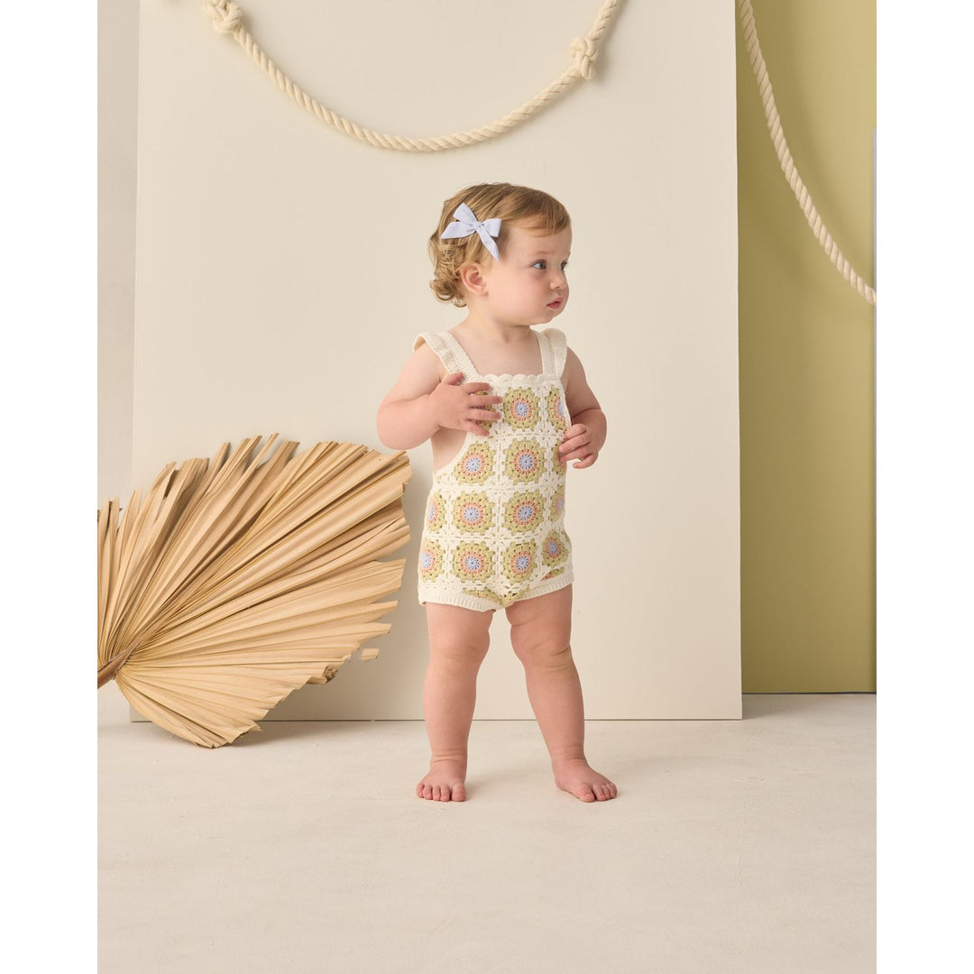 Rylee + Cru Crochet Romper - Citron Daisy Check Romper Rylee + Cru