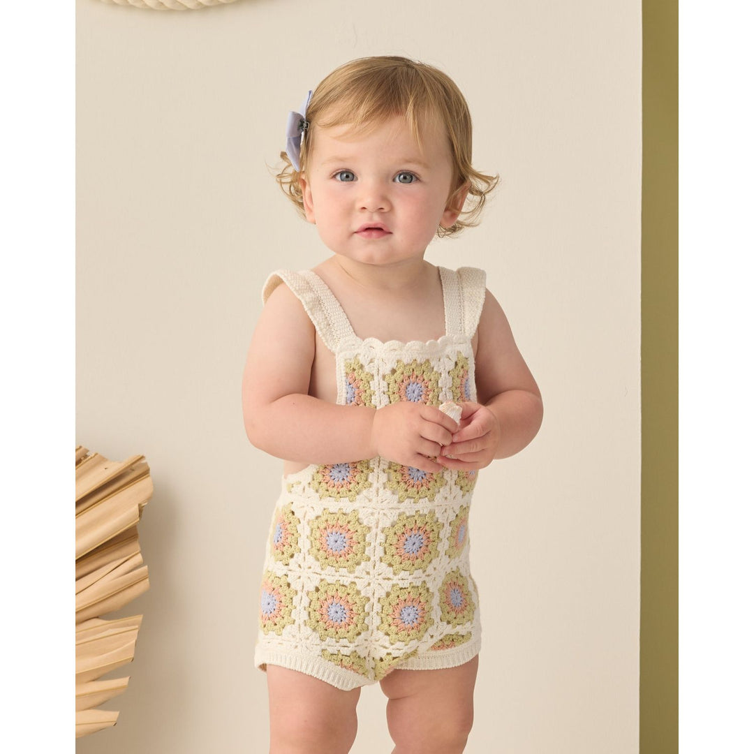 Rylee + Cru Crochet Romper - Citron Daisy Check Romper Rylee + Cru