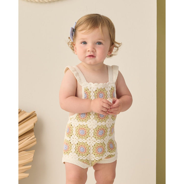 Rylee + Cru Crochet Romper - Citron Daisy Check Romper Rylee + Cru
