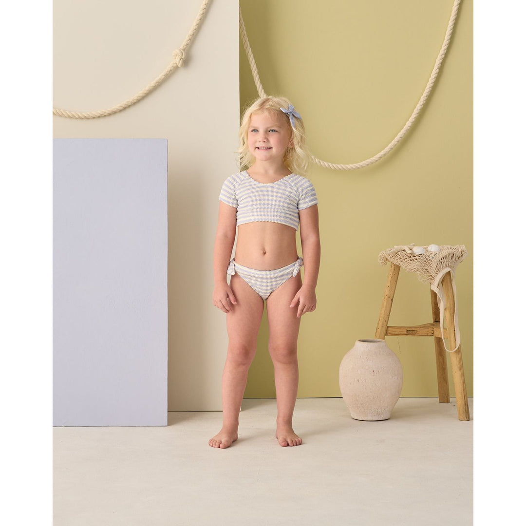 Rylee + Cru Cropped Rashguard Set - Periwinkle Stripe Swimwear Rylee + Cru