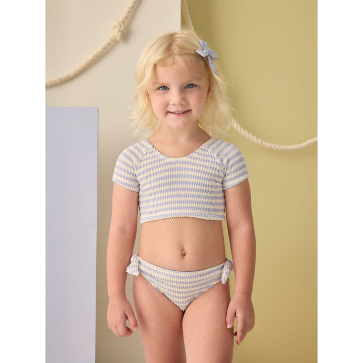 Rylee + Cru Cropped Rashguard Set - Periwinkle Stripe Swimwear Rylee + Cru