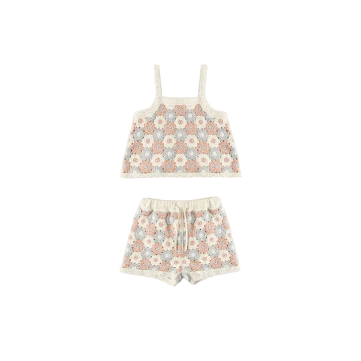 Rylee + Cru Lili Knit Set- Blue, Light Pink, Ivory Knit Set Rylee + Cru