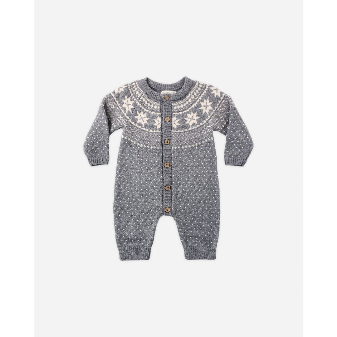 Rylee + Cru Fair Isle Romper- Slate