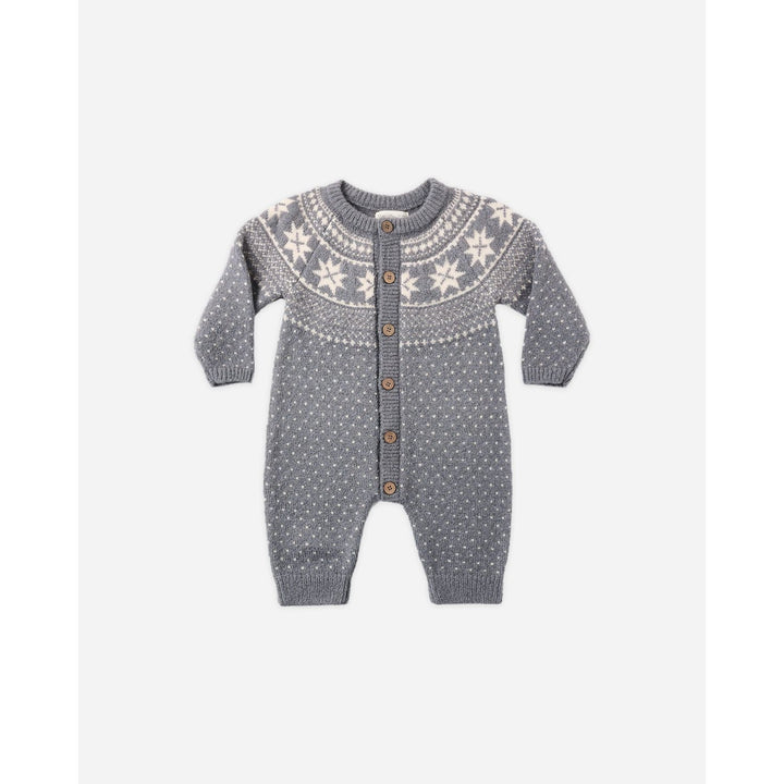 Rylee + Cru Fair Isle Romper- Slate
