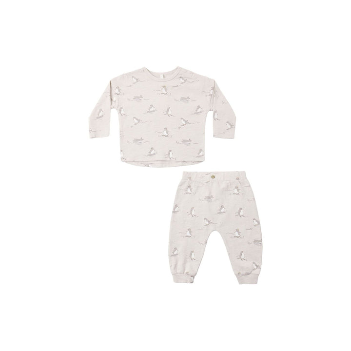 Rylee + Cru Long Sleeve Tee + Pant Set Skiing Penguins Tops &amp; Bottoms Rylee + Cru