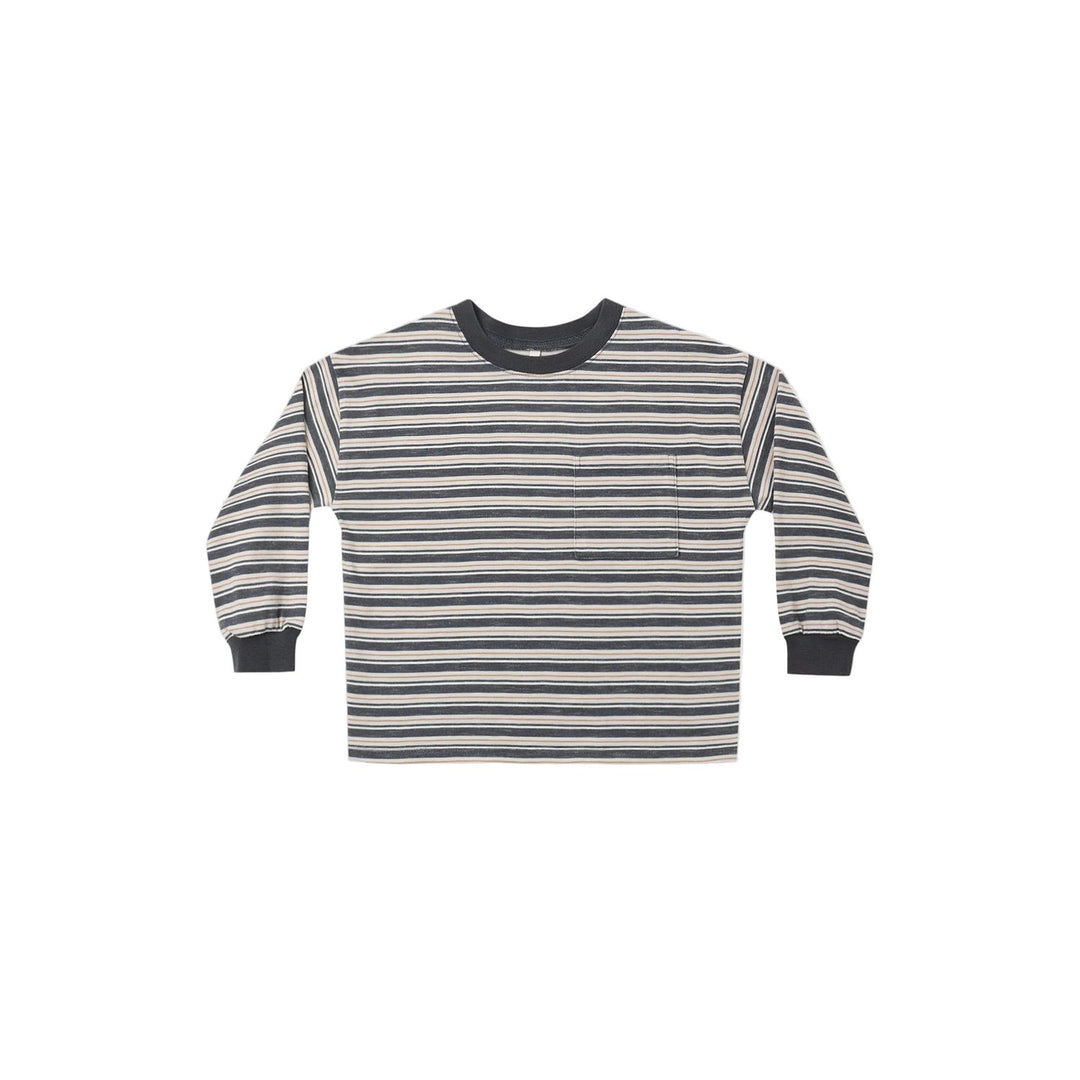 Rylee + Cru Relaxed Long Sleeve Tee Blue Stripe Tops Rylee + Cru