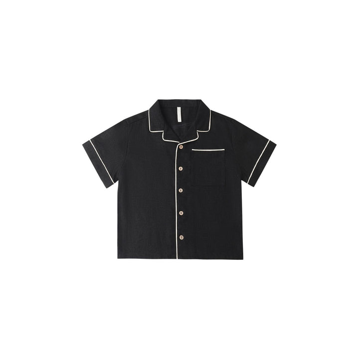 Rylee + Cru Lapel Collared Shirt - Black Tops &amp; Bottoms Rylee + Cru
