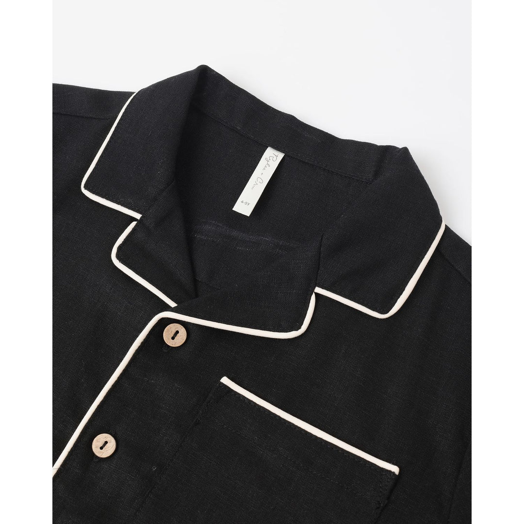 Rylee + Cru Lapel Collared Shirt - Black Tops &amp; Bottoms Rylee + Cru