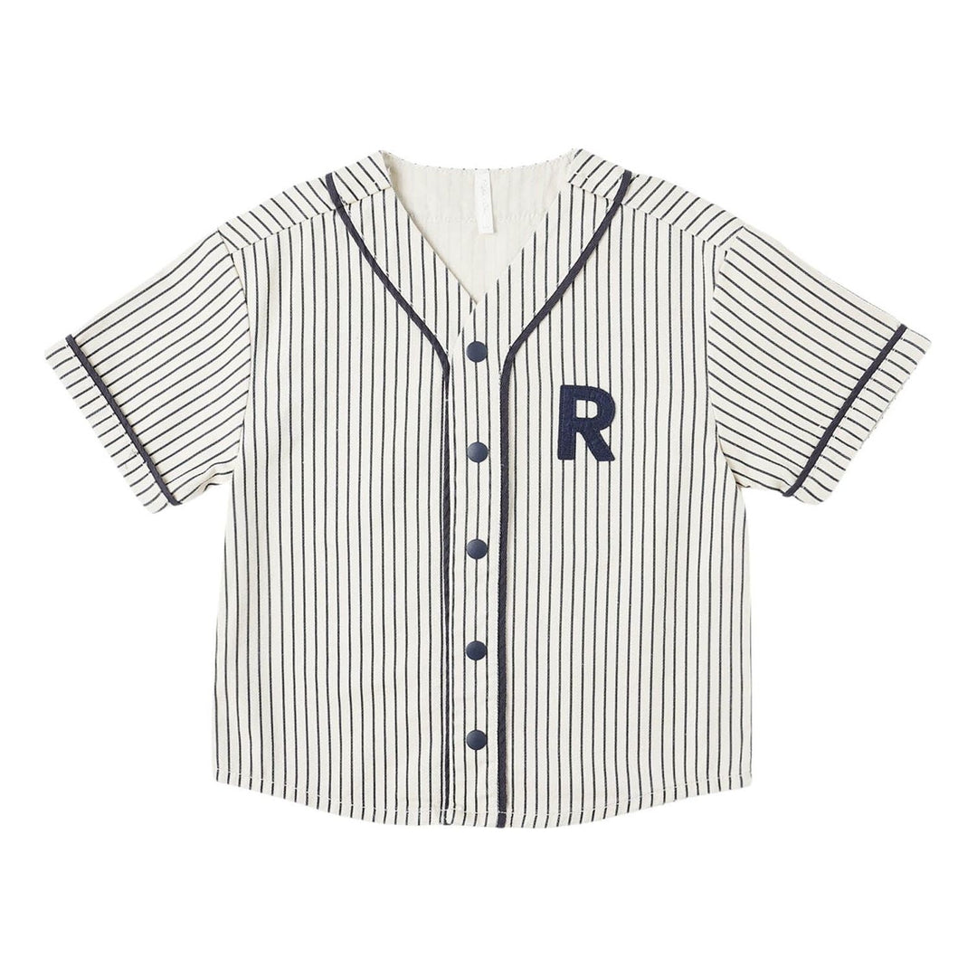 Rylee + Cru Baseball Shirt - Navy Pinstripe Tops & Bottoms Rylee + Cru