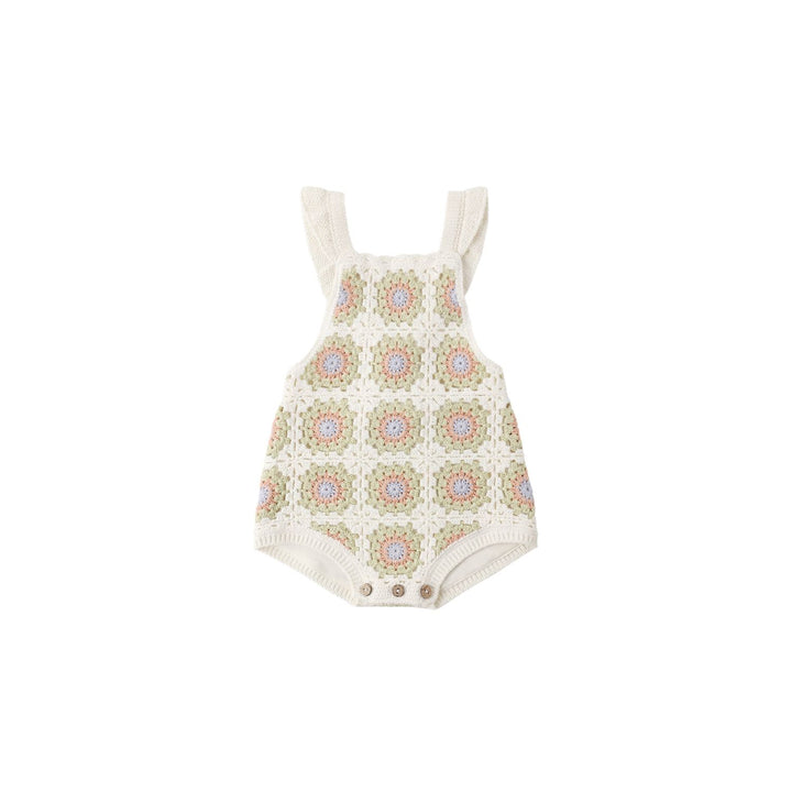 Rylee + Cru Crochet Romper - Citron Daisy Check Romper Rylee + Cru