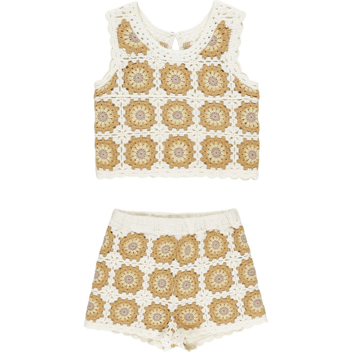 Rylee + Cru Crochet Tank Set - Marigold Daisy Tops & Bottoms Rylee + Cru
