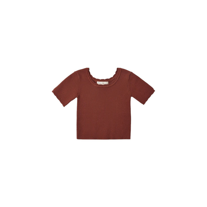 Rylee + Cru Scallop Tee Brick Tops &amp; Bottoms Rylee + Cru