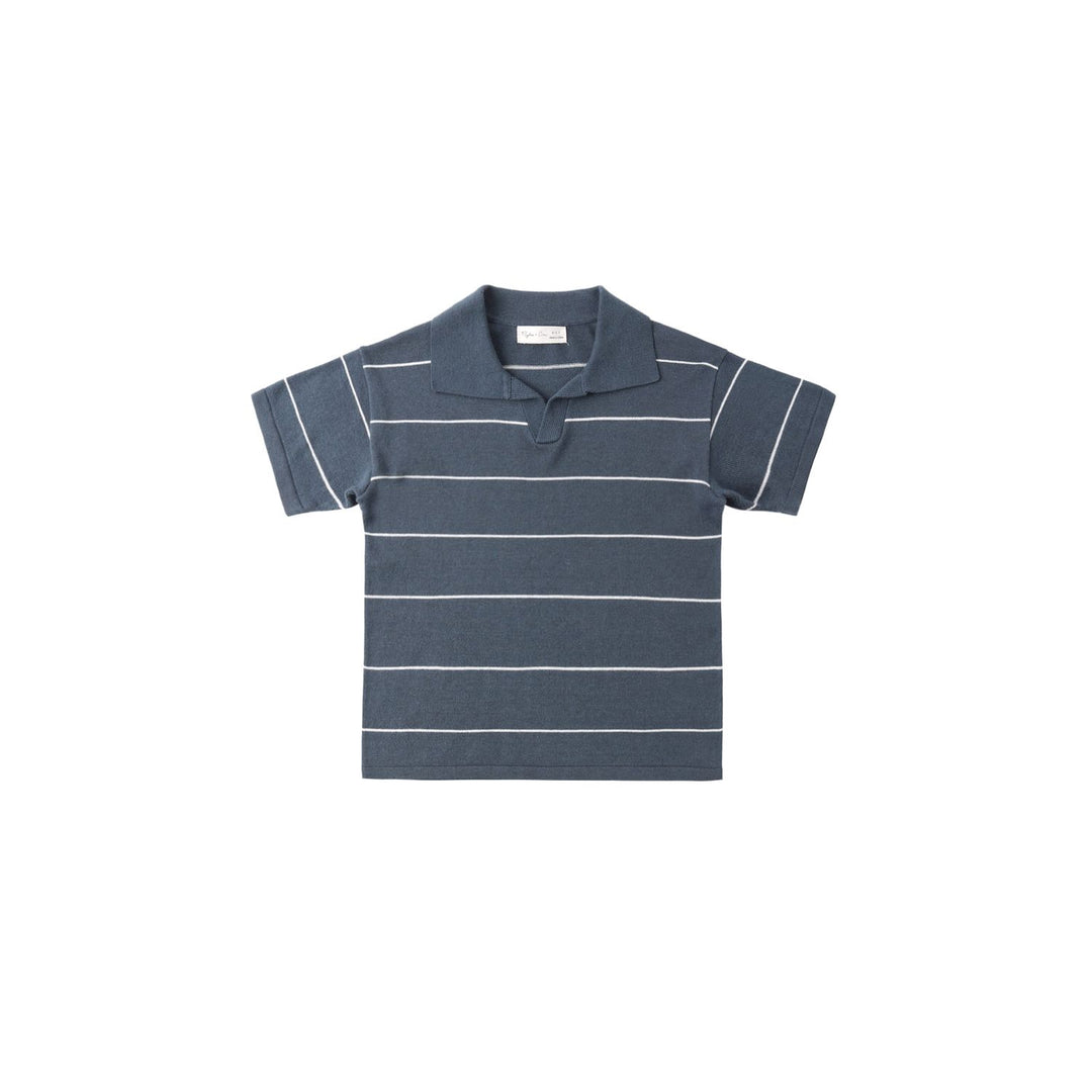 Rylee + Cru Chandler Knit Polo - Navy Stripe Tops & Bottoms Rylee + Cru