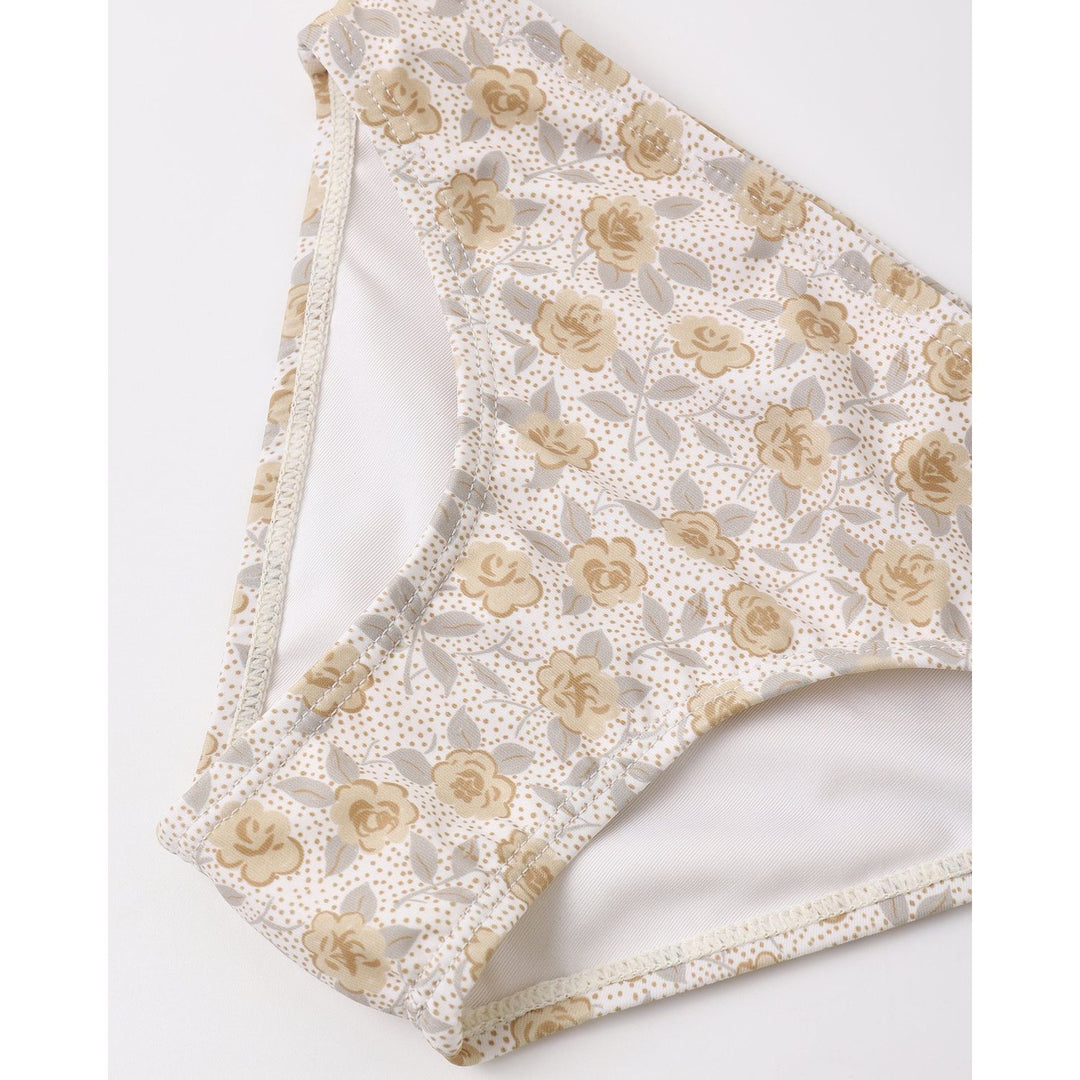 Rylee + Cru Crop Rashguard Set - Yellow Floral Swimwear Rylee + Cru
