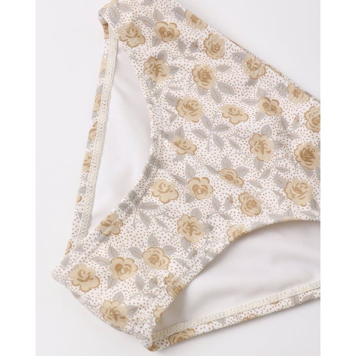 Rylee + Cru Crop Rashguard Set - Yellow Floral Swimwear Rylee + Cru