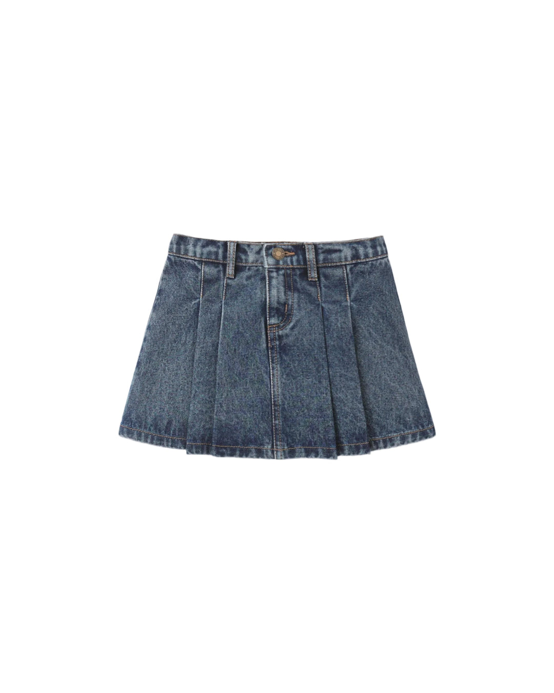Rylee + Cru Pleated Denim Skirt Indigo
