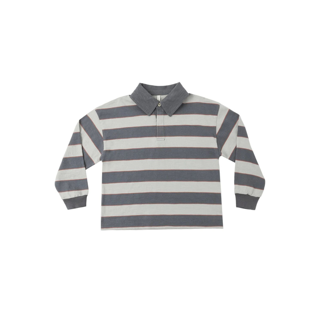 Rylee + Cru Rugby Polo Sage Stripe Tops Rylee + Cru