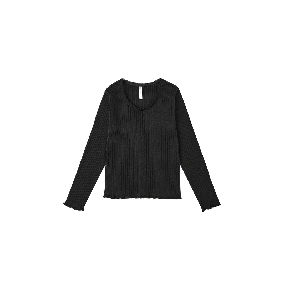 Rylee + Cru Ribbed Long Sleeve - Black Tops & Bottoms Rylee + Cru
