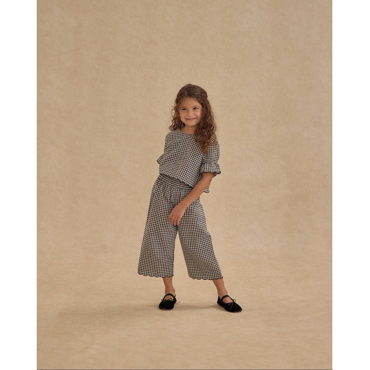 Rylee + Cru Wide Leg Pant - Black Gingham Tops & Bottoms Rylee + Cru