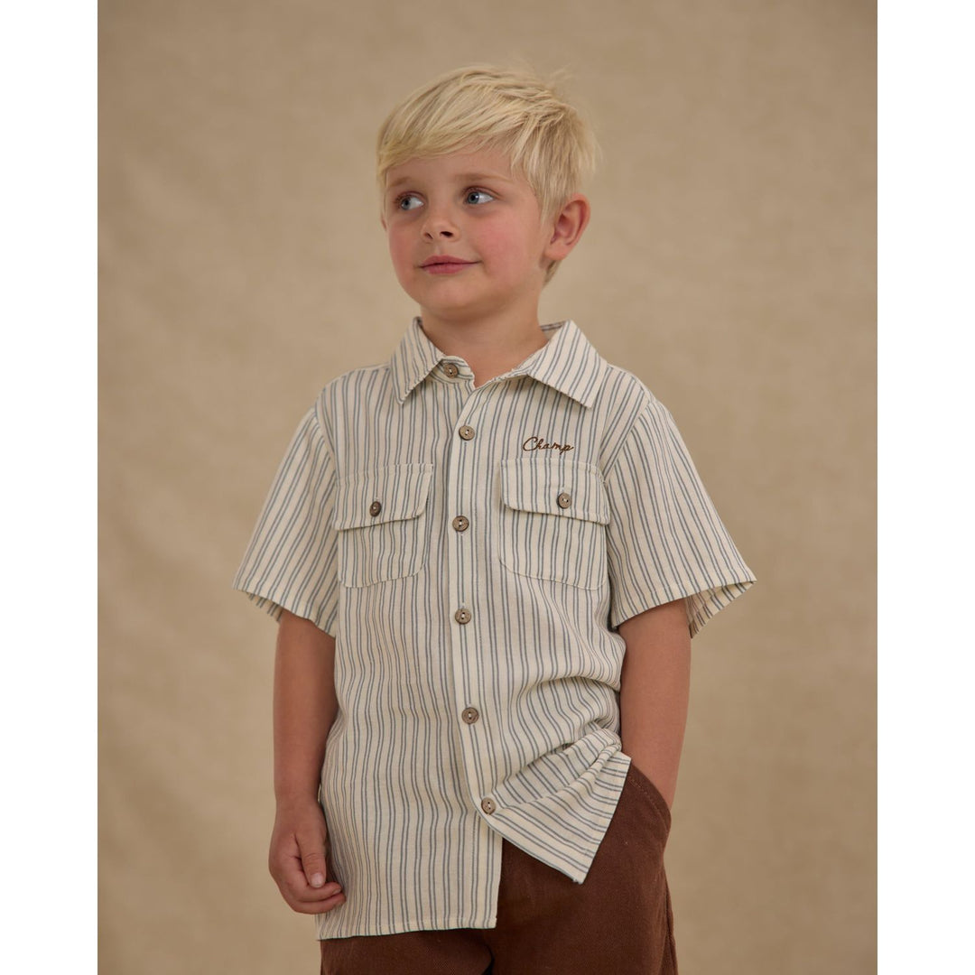 Rylee + Cru Collared Shirt - Railroad Stripe Tops & Bottoms Rylee + Cru