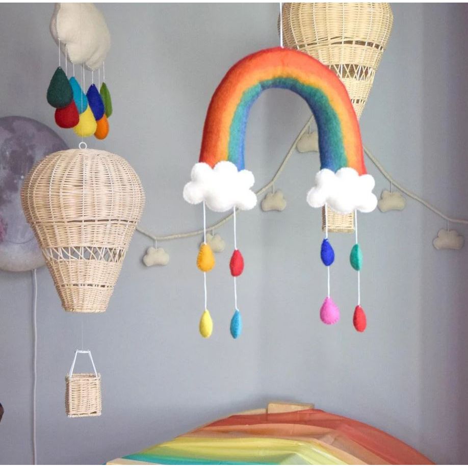Tara Treasures Nursery Mobile - Rainbow with Raindrops Baby Mobiles Tara Treasures
