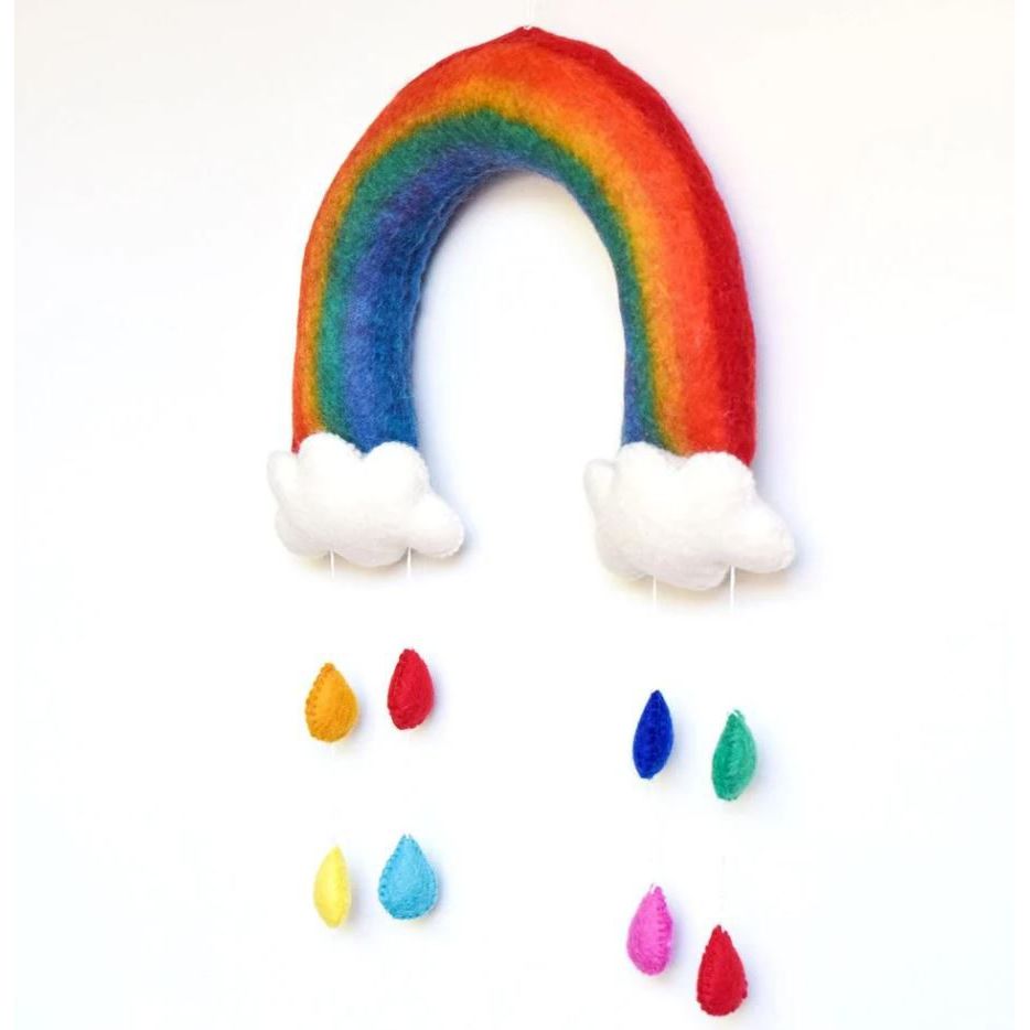 Tara Treasures Nursery Mobile - Rainbow with Raindrops Baby Mobiles Tara Treasures