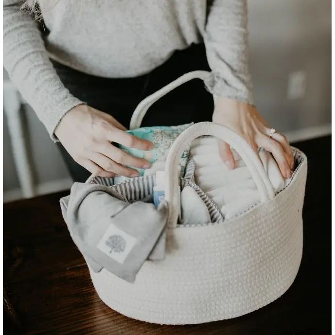 Parker Baby Company Rope Diaper Caddy - White Accessories & Laundry Parker Baby Co
