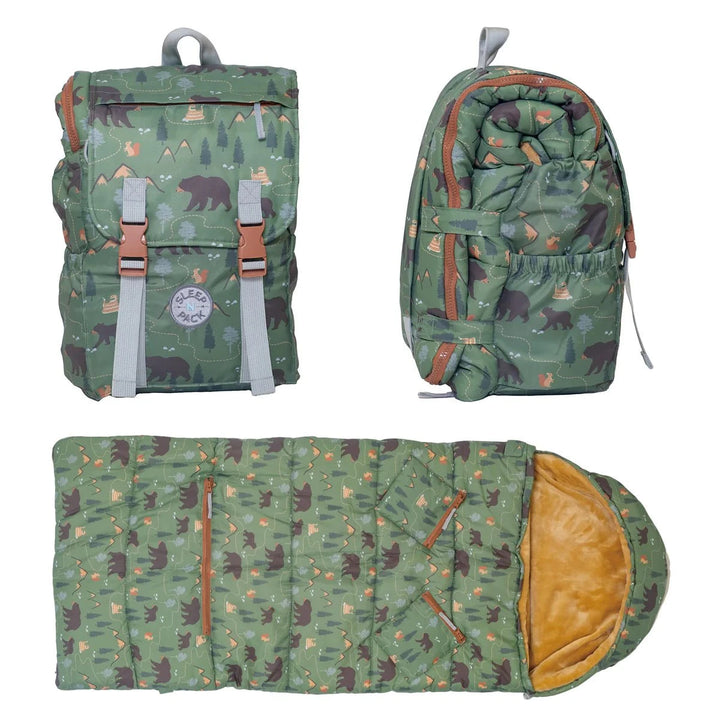 Mimish Little Kids Sleep N' Pack - Camping Bears Trail Swaddles & Blankets Mimish