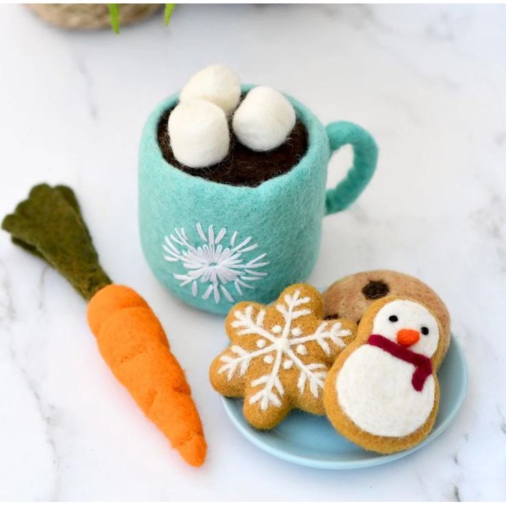 Tara Treasures Santa's Snacks with Blue Hot Chocolate Cup Toddler And Pretend Play Tara Treasures